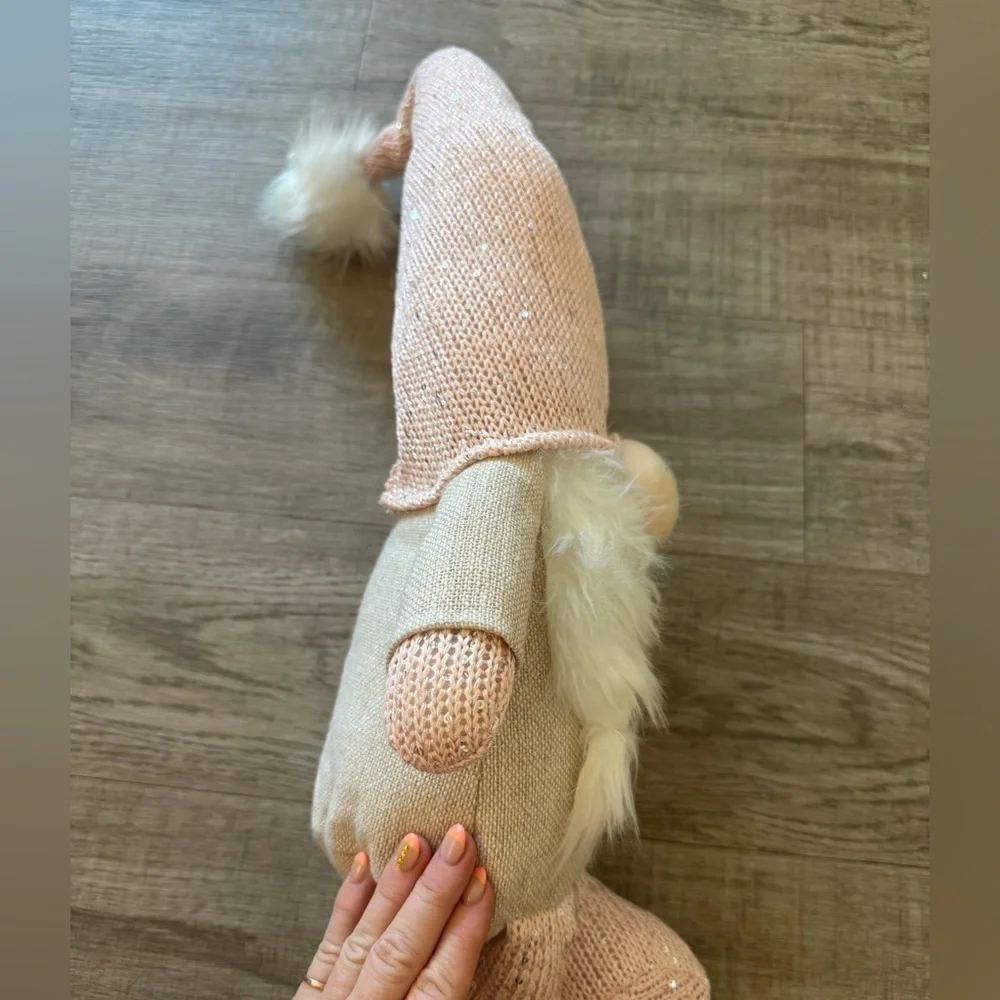 New Adorable Pink and Cream Sparkle Gnome Plush Decor